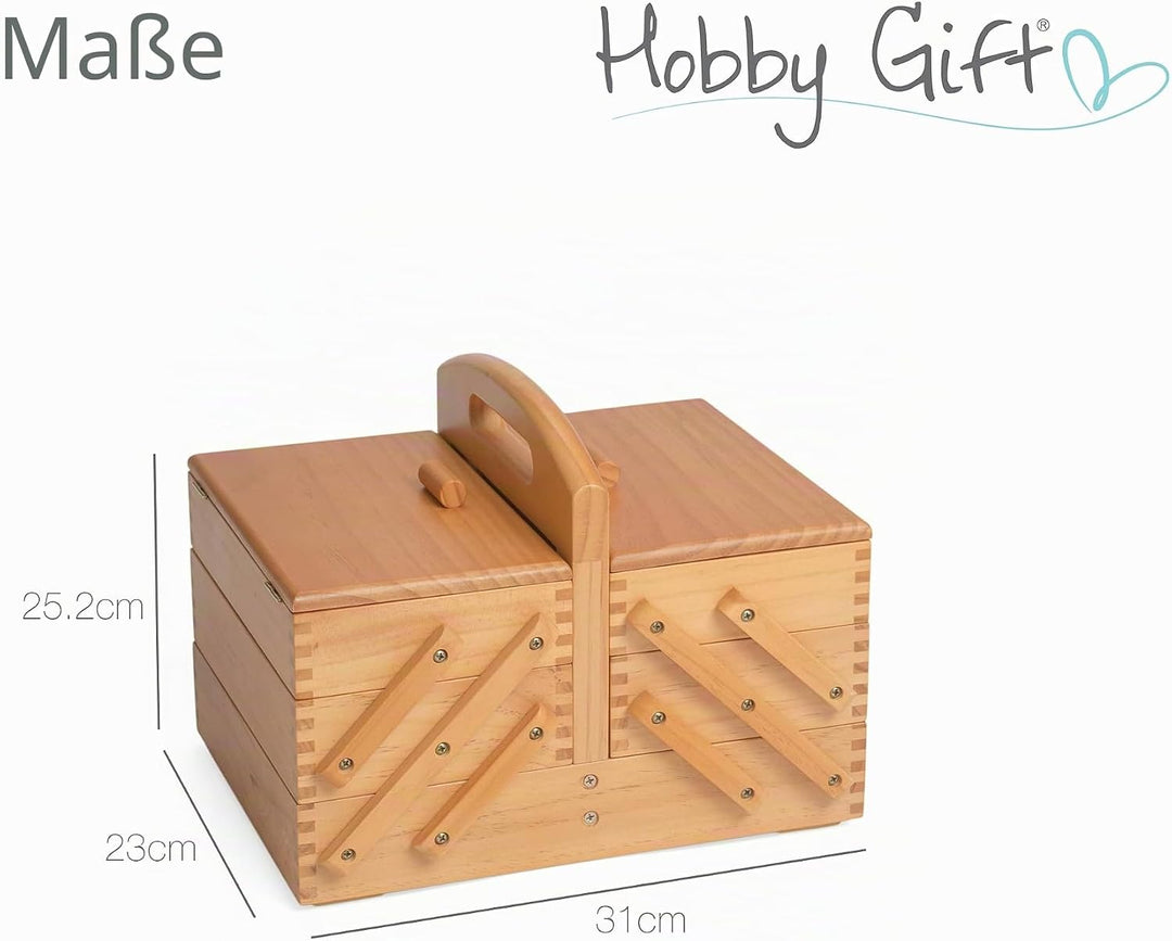 Hobby Gift GB8450 Holz Cantilever Sewing Hobby Craft Aufbewahrungsbox, 3-Stufen, 23 x 31 x 25.2cm, 3