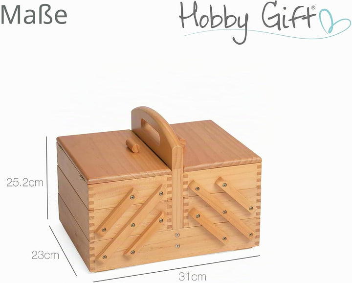 Hobby Gift GB8450 Holz Cantilever Sewing Hobby Craft Aufbewahrungsbox, 3-Stufen, 23 x 31 x 25.2cm, 3