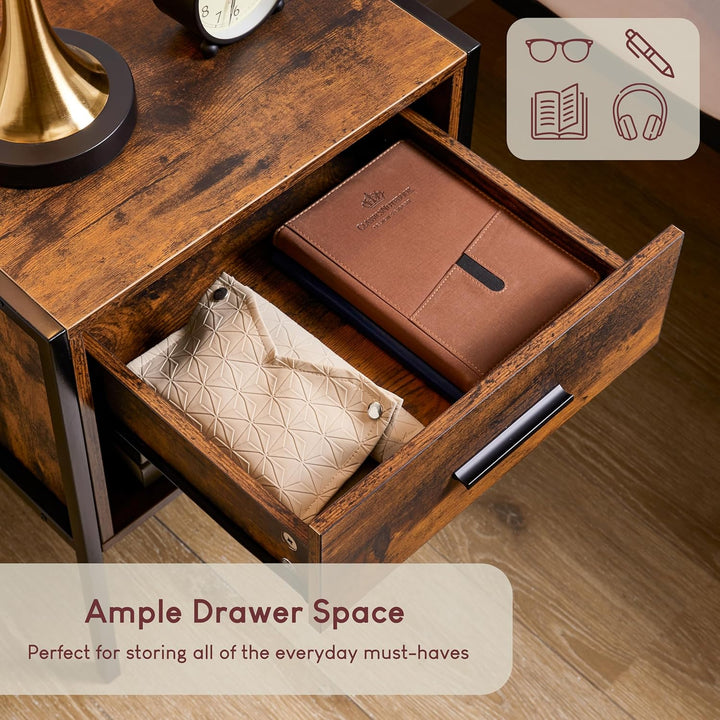 Vida Designs Brooklyn Nachttisch, Dunkles Holz, 1 Drawer Dunkles Holz 1 Drawer, Dunkles Holz 1 Drawe
