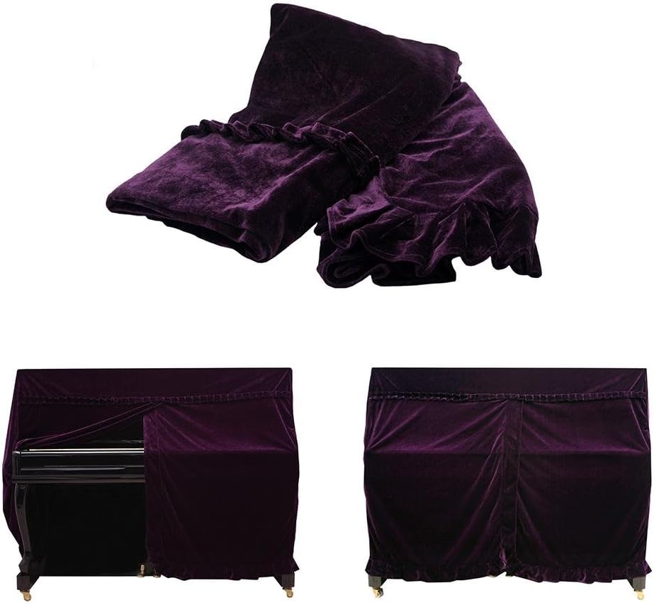Dilwe Klavierdeckel, Colorfast Pleuche Piano Staubdicht Dekoriert Cover Purpur, Purpur