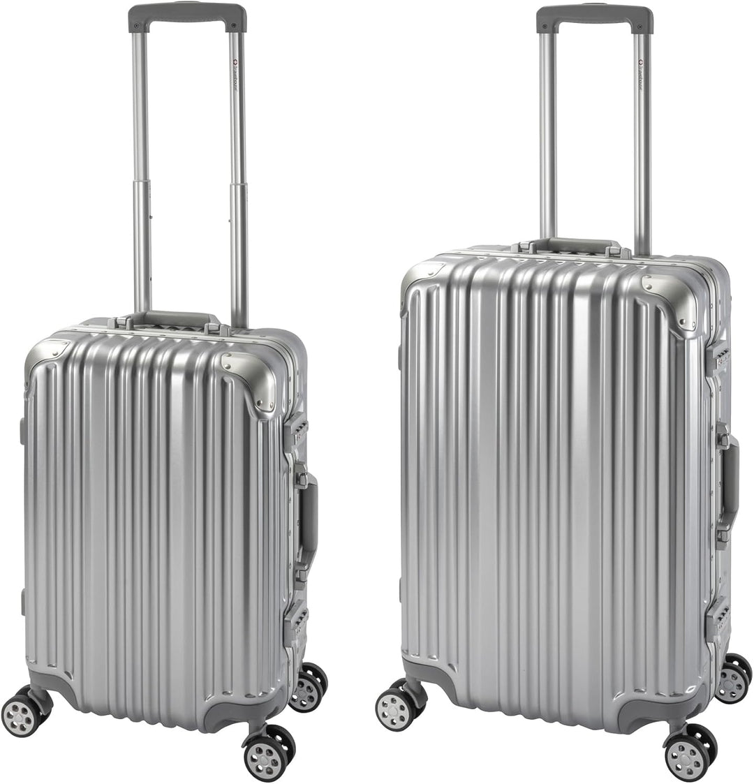 Travelhouse London Koffer Silber S-55cm, M-65cm · 2er-Set · Alu-Rahmen · Polykarbonat Hartschale · H