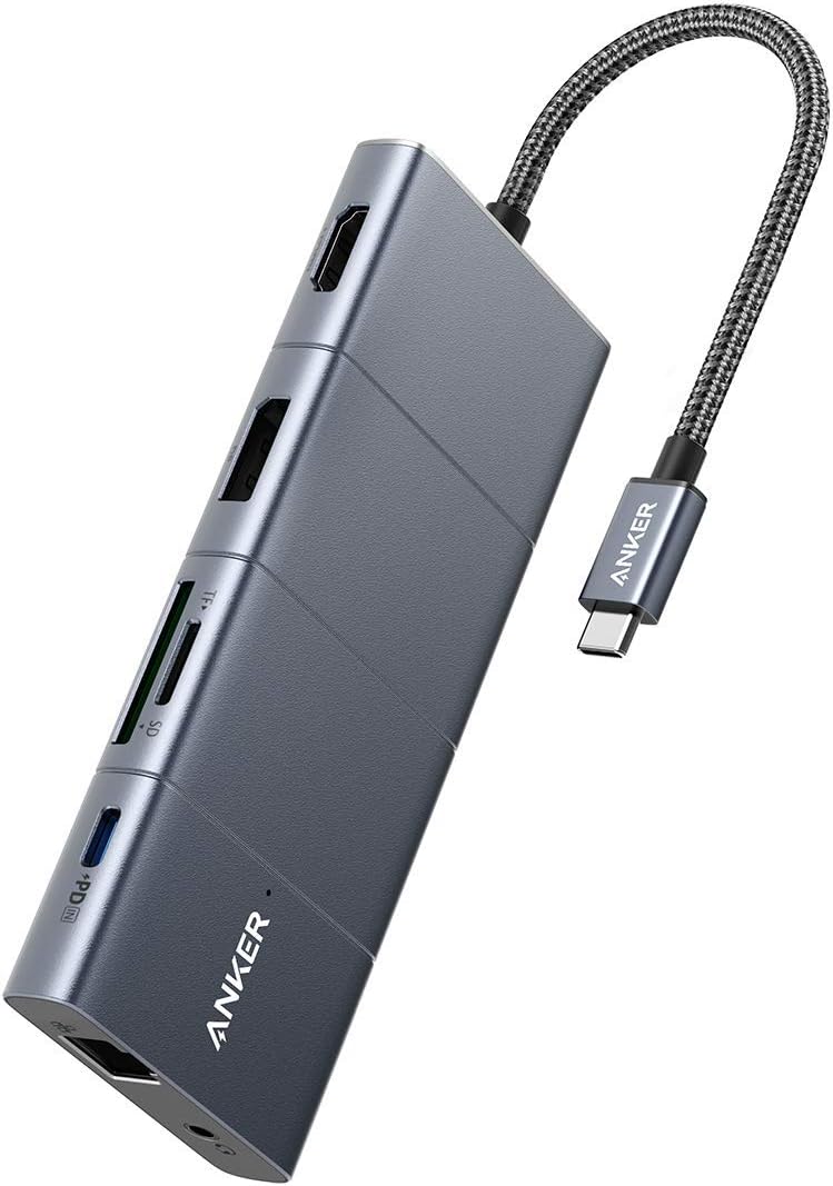 Anker PowerExpand+ 11-in-1 Adapter Hub, mit 4K@60Hz HDMI und DP, 100W Power Delivery, USB-C und 3 US