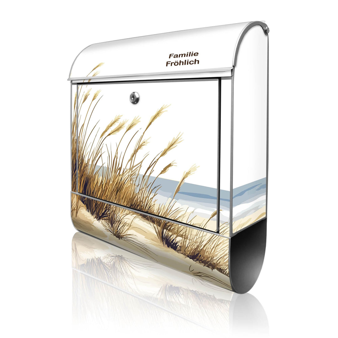 banjado Design Briefkasten personalisiert 38,5x46,5x13cm &amp; 2 Schlüssel - Briefkasten Stahl Silber Ze