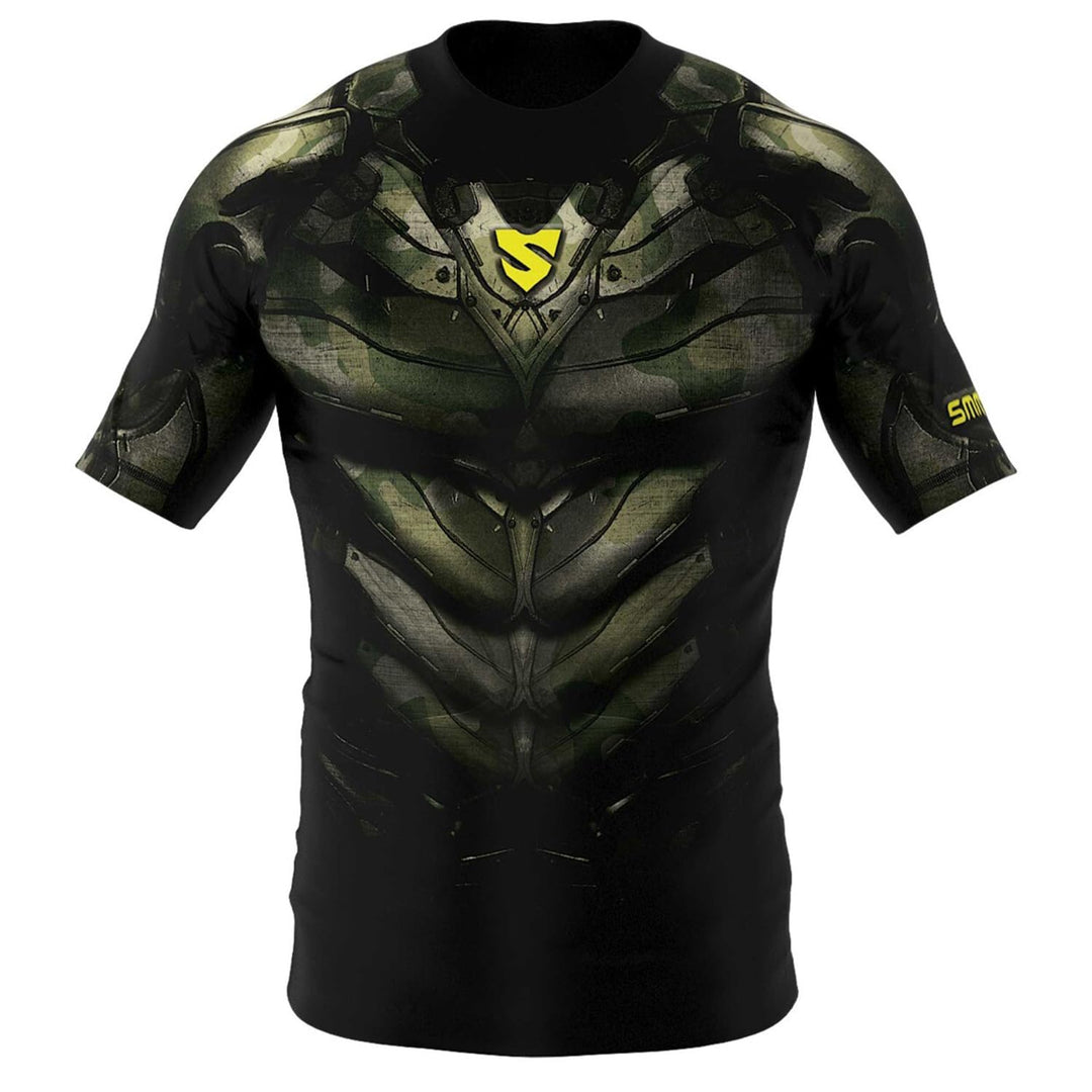 SMMASH Funktionsshirt Herren Rashguard Kurzarm Sportshirt MMA Thaibox Muay Thai Kickboxen Atmungsakt