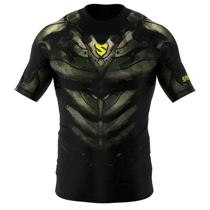 SMMASH Funktionsshirt Herren Rashguard Kurzarm Sportshirt MMA Thaibox Muay Thai Kickboxen Atmungsakt