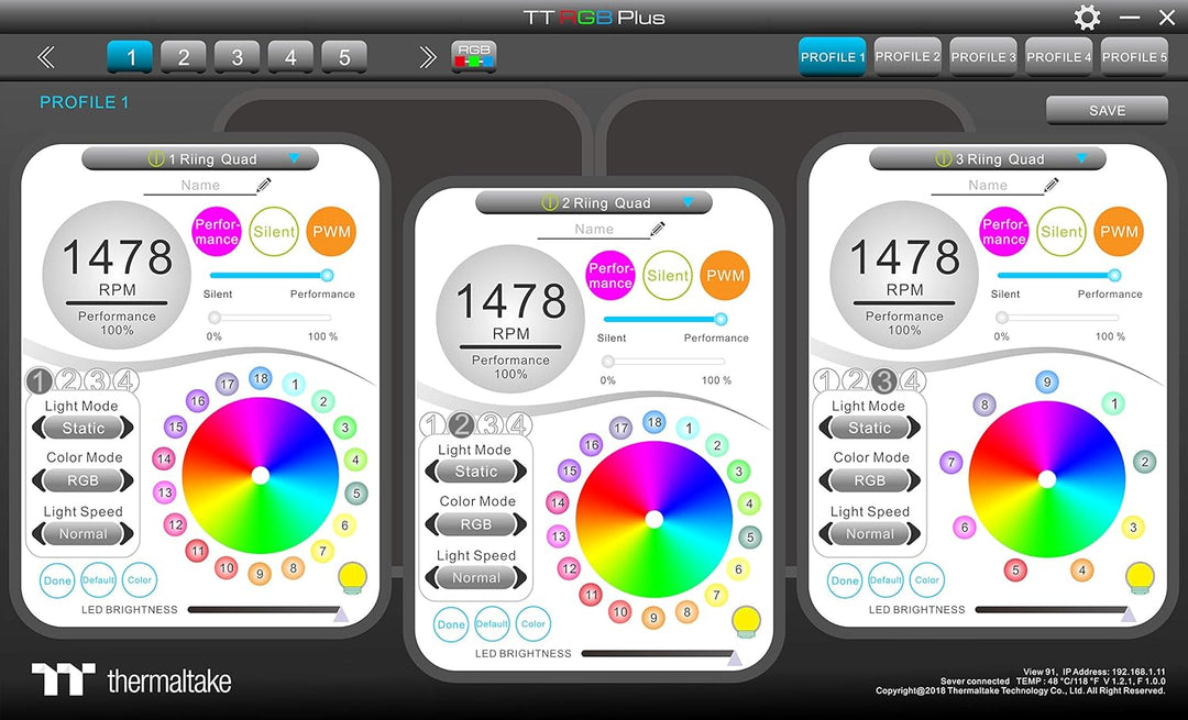 Thermaltake Riing Quad 14 RGB Radiator Fan TT Premium Edition Single Fan Pack/Gehäuselüfter / 14cm /