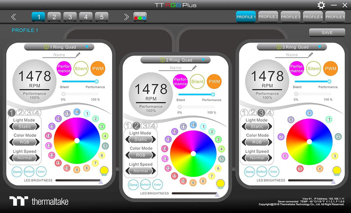 Thermaltake Riing Quad 14 RGB Radiator Fan TT Premium Edition Single Fan Pack/Gehäuselüfter / 14cm /