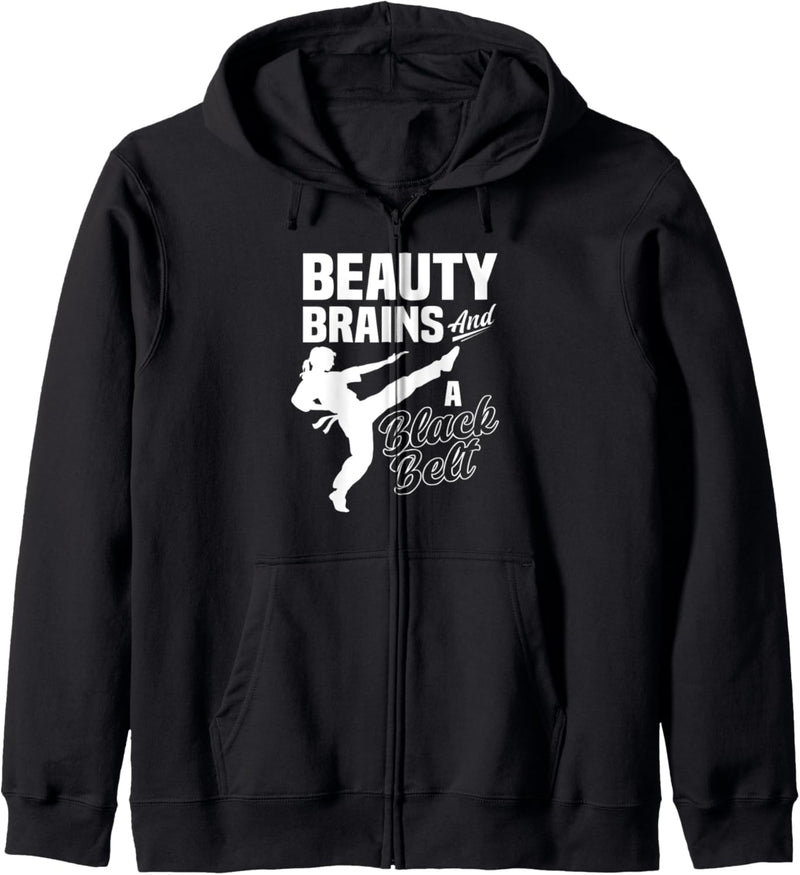 Beauty Brains und ein Black Belt Girls Lustiger Taekwondo Kapuzenjacke