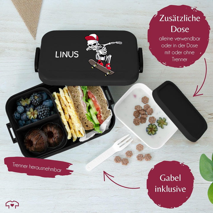 Kinder Bento Box Midi Lunchbox für Mepal Bentobox - Dabbing Skelett Skateboard | Dab Skelett Skater