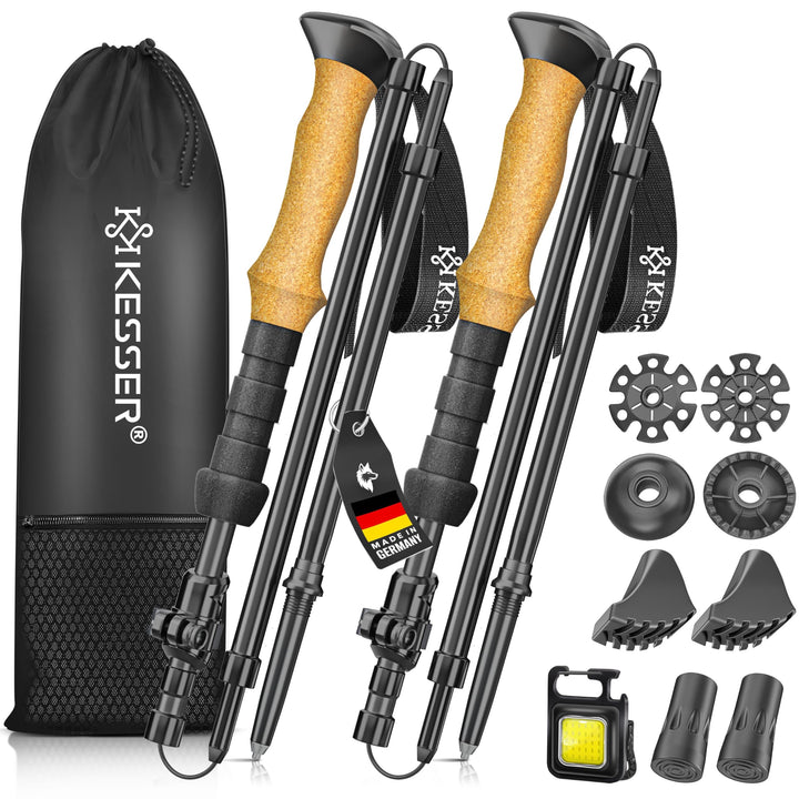 KESSER® Wanderstöcke Aluminium oder Carbon mit Korkgriff | Nordic Walking Stöcke für Damen & Herren