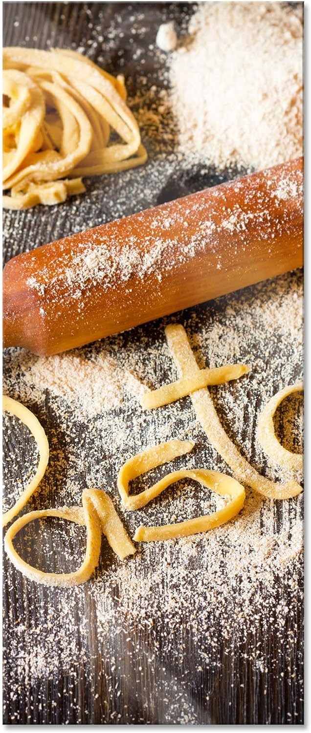 Glasbild Panorama | Wandbild aus Echtglas | Frische Nudeln Pasta Italia | 100x40 cm | inkl. Aufhängu