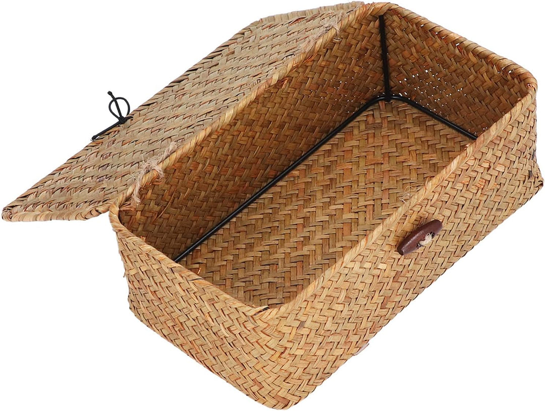 Aufbewahrungskorb aus Natürlichem Seegras, Gewebt, Rechteckig, Regal, Korb, Schreibtisch-Organizer m