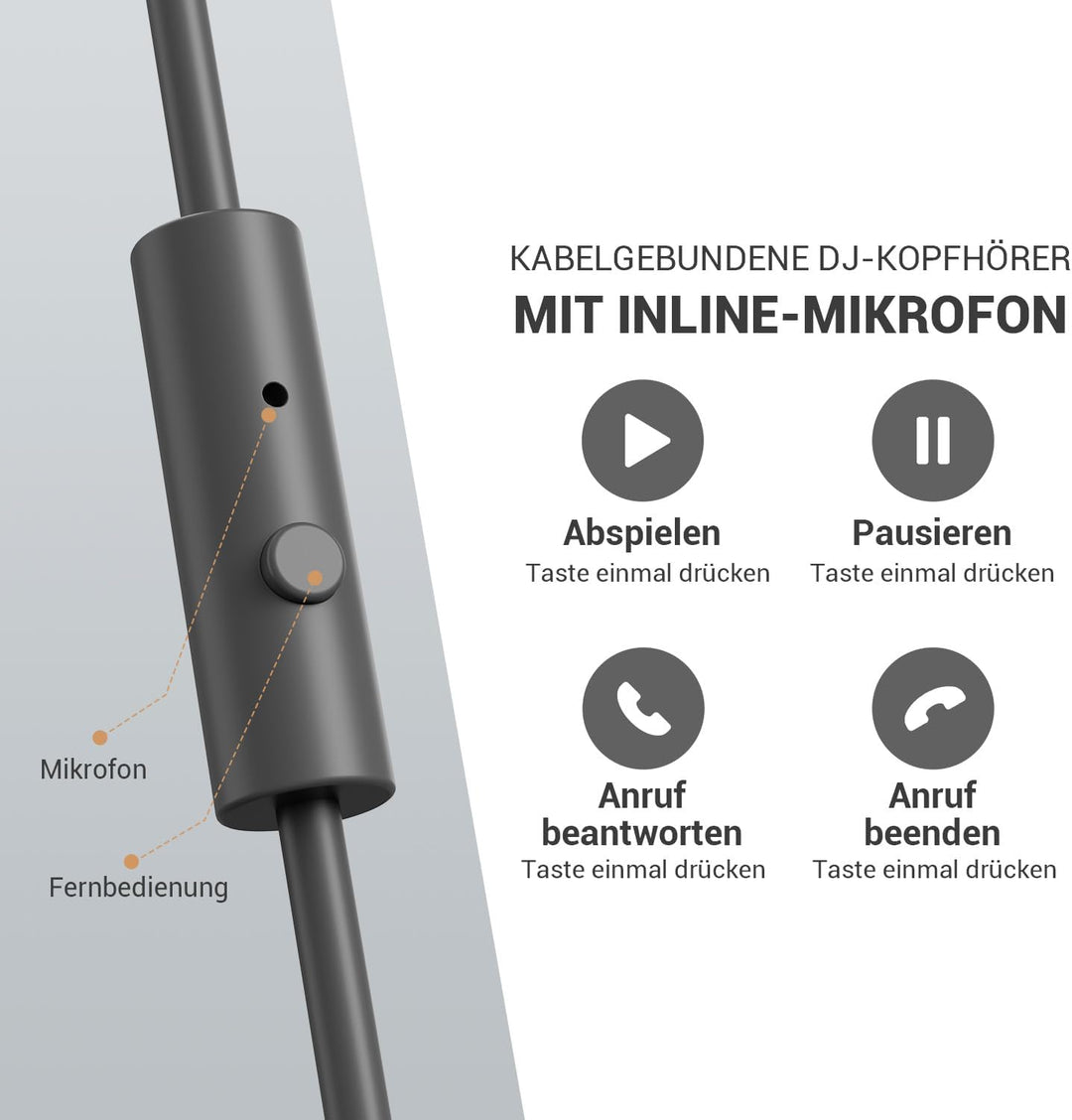 OneOdio Over Ear Kopfhörer mit Kabel, 50mm Treiber, Bassklang, 6.35 & 3.5mm Klinke, Share-Port, Gesc
