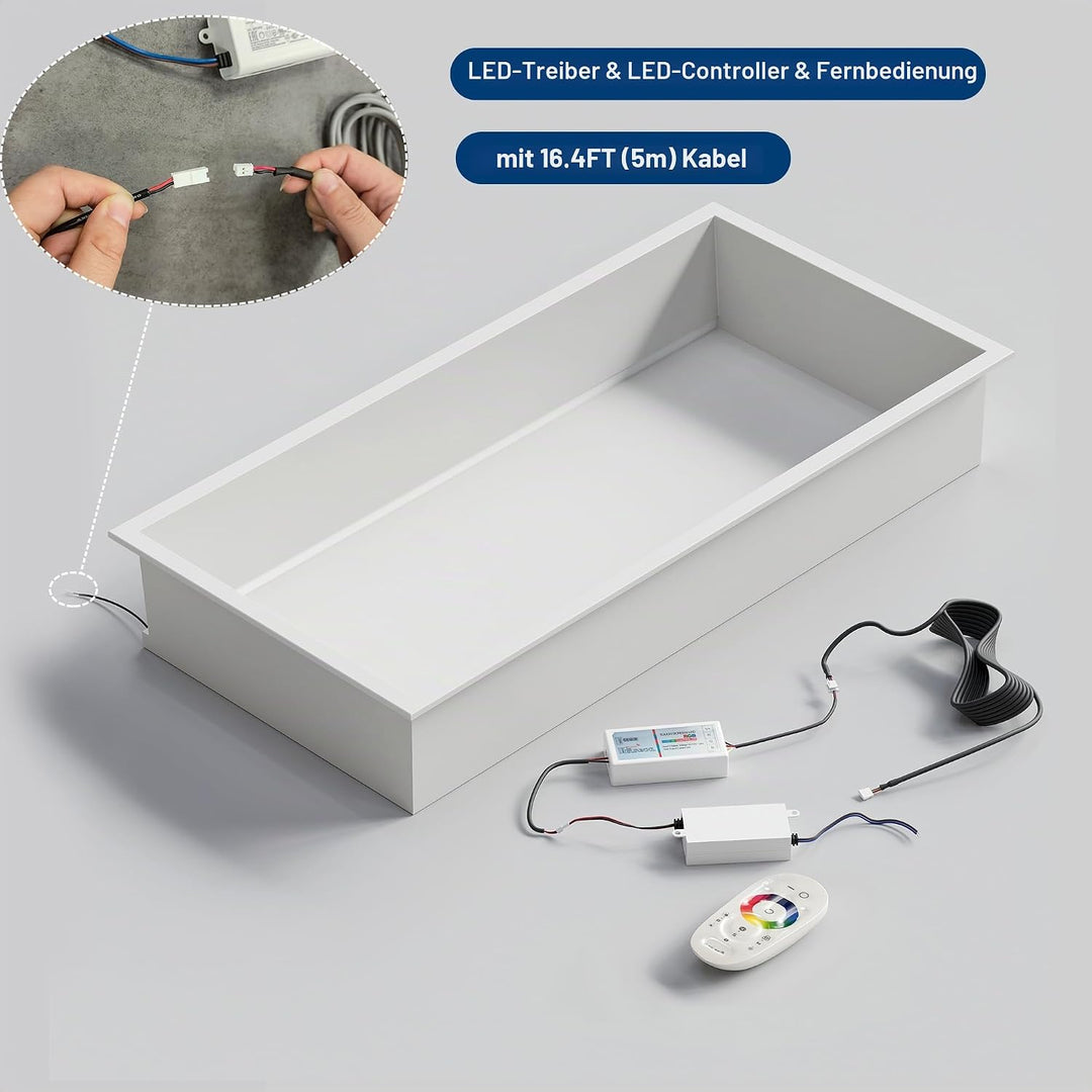 Neohomee Wandnische Dusche Edelstahl mit RGB LED-Licht, Eingebettete Duschnische Weiss Einzelregal L