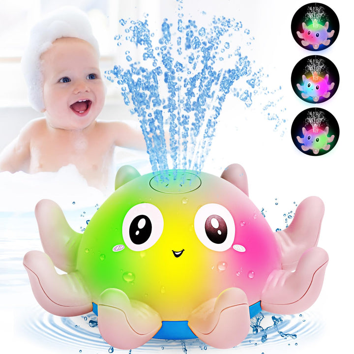 Badewannenspielzeug, Oktopus Spray Wasserspielzeug mit Licht, Badespielzeug Baby Badewann Spielzeug