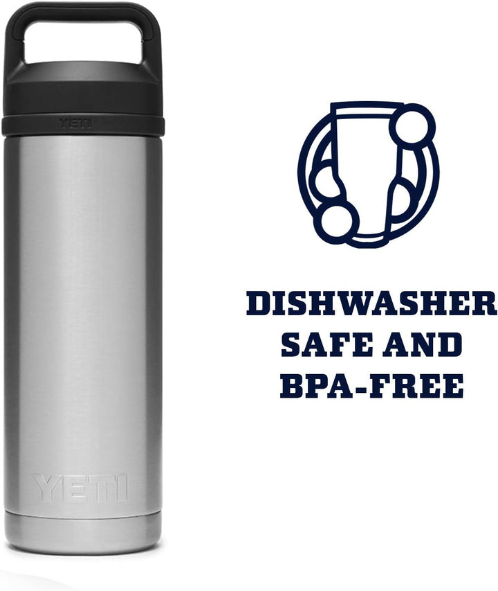 YETI Rambler 530 ml Flasche, vakuumisoliert, Edelstahl mit Trinkdeckel, Edelstahl Rostfrei, Silber
