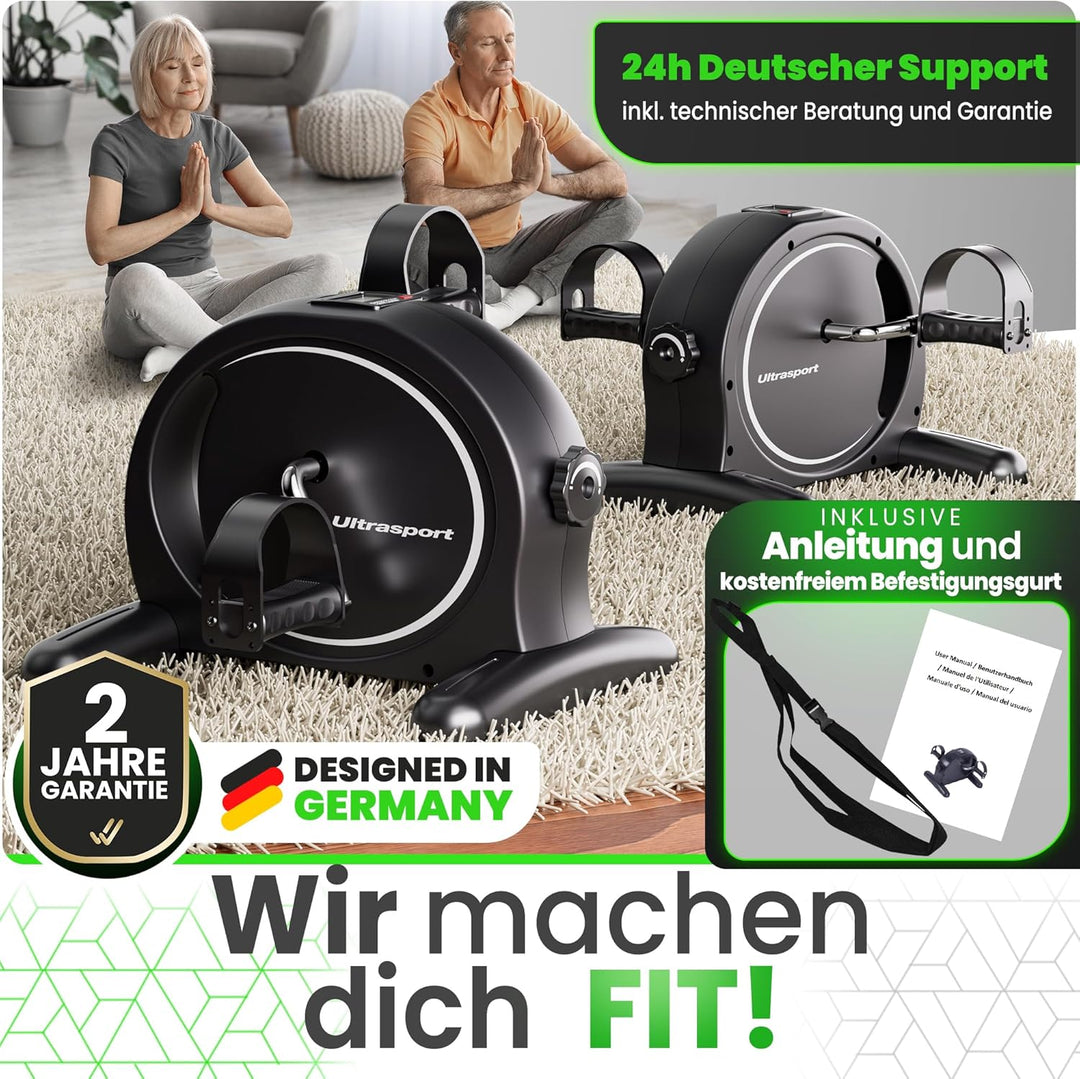 Ultrasport Pedaltrainer für Zuhause CE Zertifiziert inkl. Antirutsch-Matte und Gurt I Extraleiser Ar