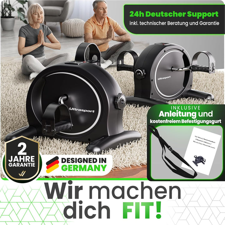 Ultrasport Pedaltrainer für Zuhause CE Zertifiziert inkl. Antirutsch-Matte und Gurt I Extraleiser Ar