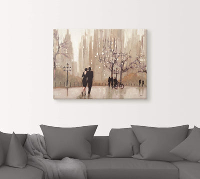 ARTland Leinwandbilder Wandbild Bild auf Leinwand 80x60 cm Wanddeko Liebespaar Liebe Stadt Paar Male