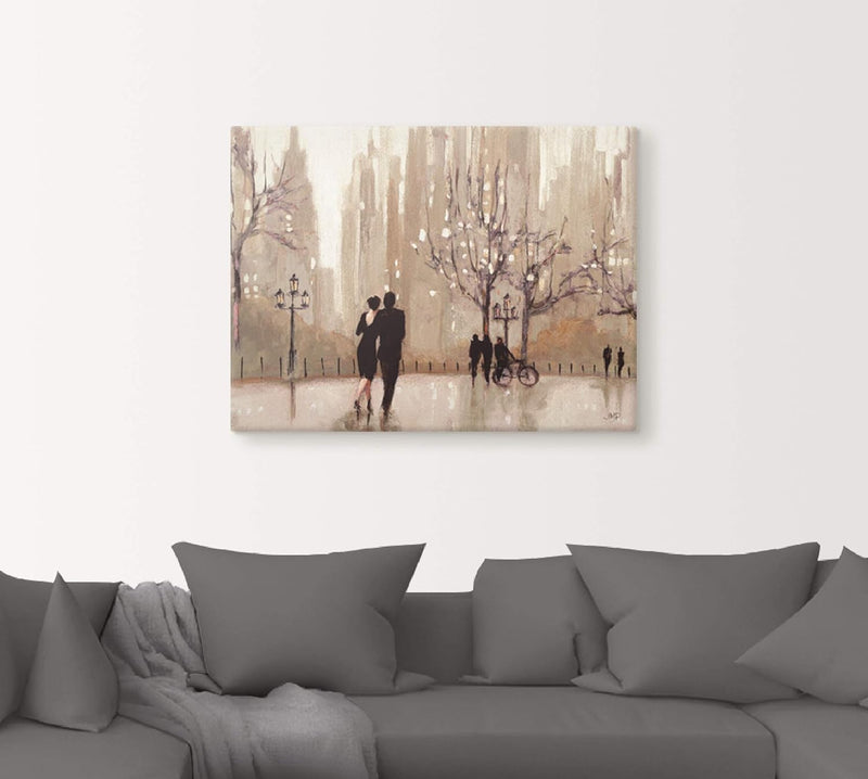 ARTland Leinwandbilder Wandbild Bild auf Leinwand 80x60 cm Wanddeko Liebespaar Liebe Stadt Paar Male