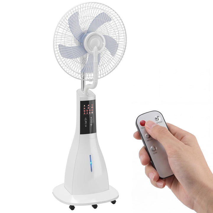 HOMCOM Ventilator mit Wasserkühlung, Luftbefeuchter, Standventilator mit Sprühnebel, 3 Modi, Fernbed