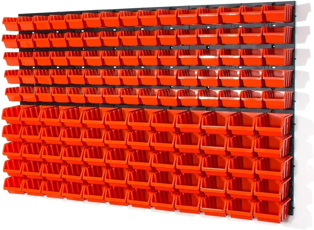 Lager Werkstatt Wandregal Lagerregal 75 Stapelboxen Orange Gr.1, 60 Stapelboxen Orange Gr.2 + Organi