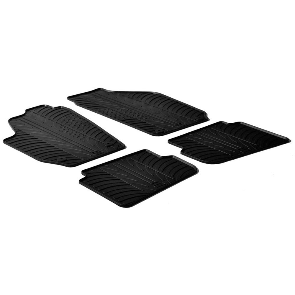 Gledring Satz Gummimatten kompatibel mit Skoda Fabia II 2007-2014 (T Profil 4-teilig + Montage-clips
