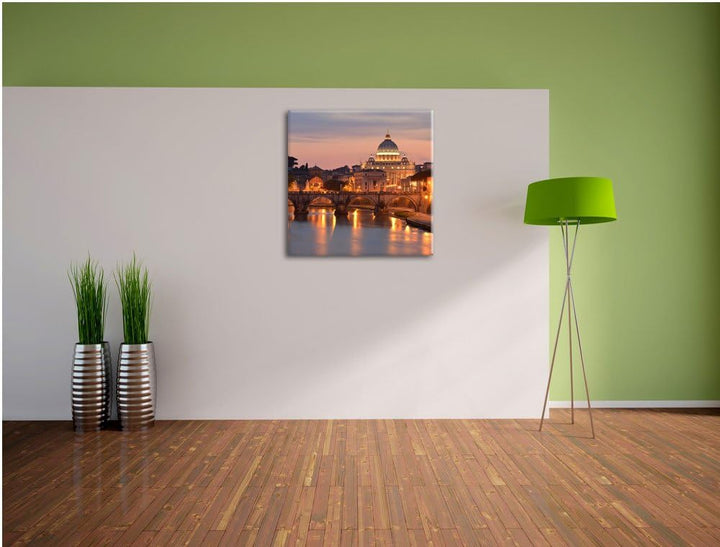 Pixxprint Vatikan Petersplatz als Leinwandbild/Grösse: 70x70 cm/Wandbild/Kunstdruck/fertig bespannt,