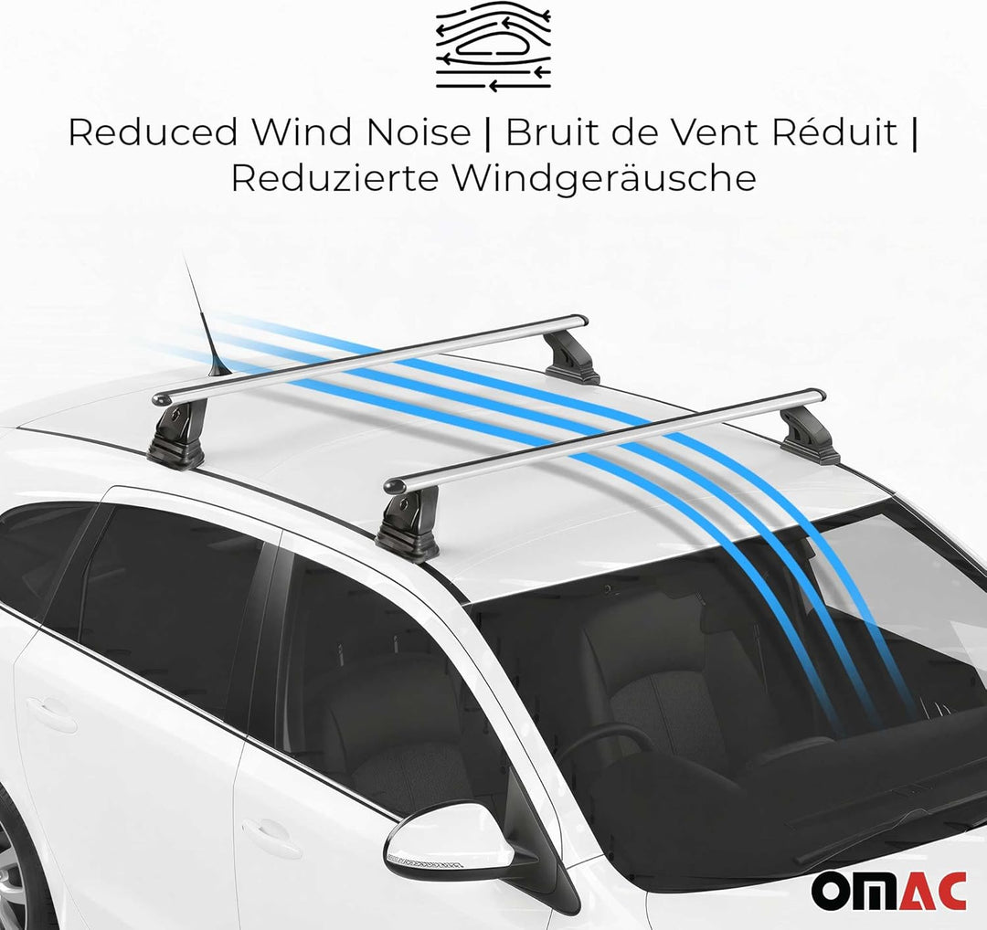 OMAC Aluminium Dachträger Querträger für Dacia Sandero I 2008-2012 – TÜV/DIN 75302:2019 – Abschliess