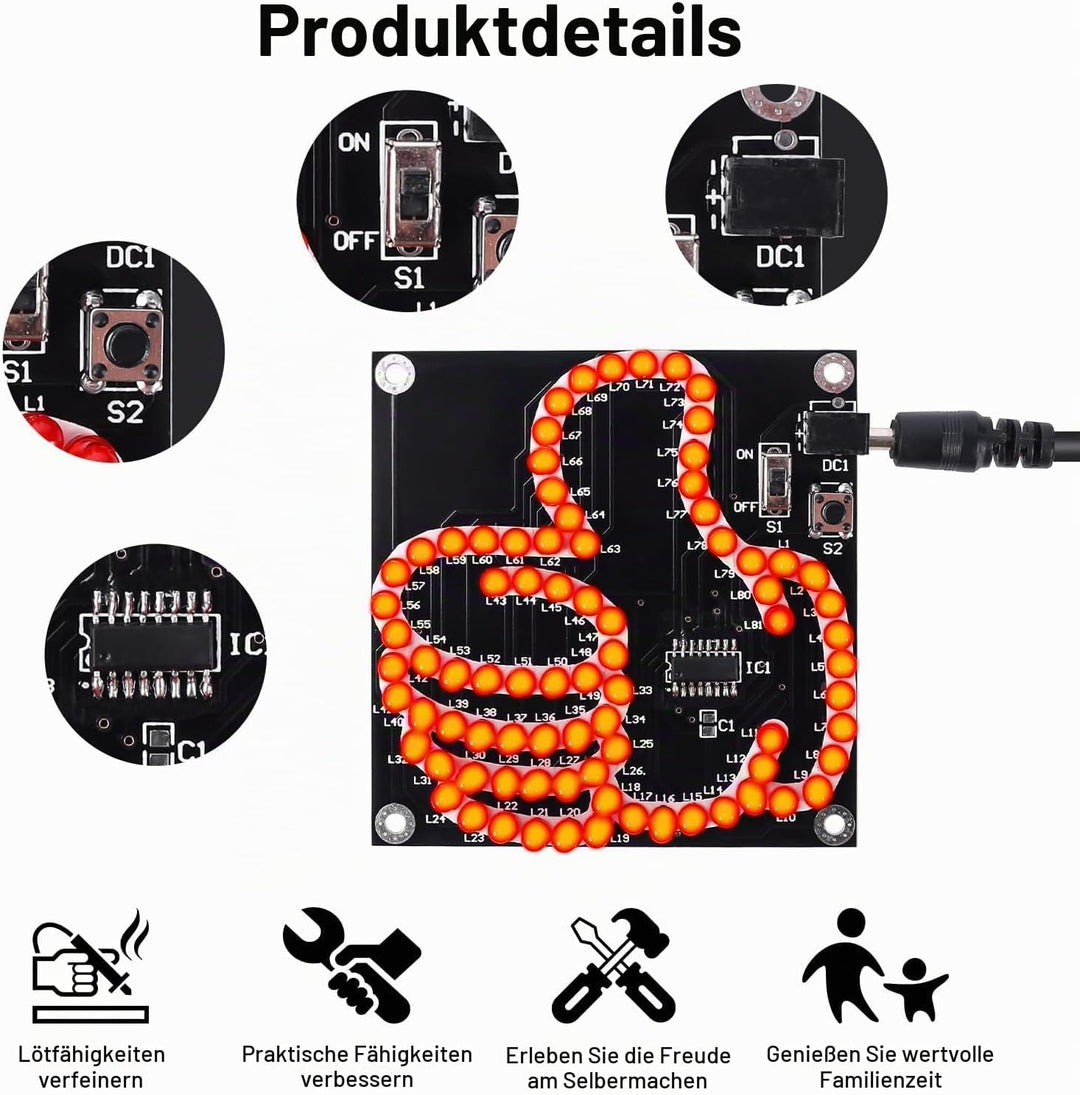 DONGKER Löt Bausatz, LED Licht löten Übungssatz, DIY LED Leuchten, elektronische Kits für Schüler, L