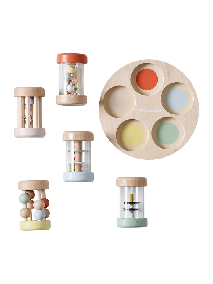 VERTBAUDET FSC® Holzrasseln Set mit 5 musikalischen Rasseln aus Holz TU, Holz