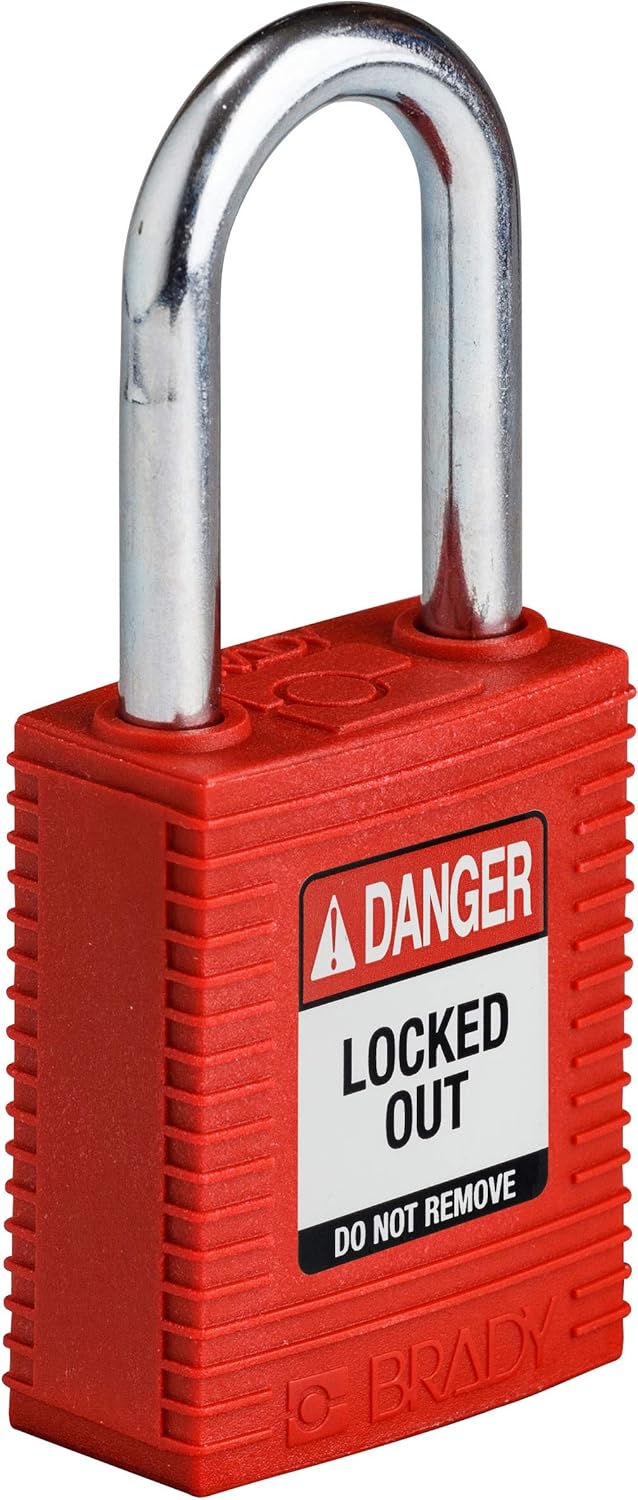 Brady (NYL-RED-38ST-KD) SafeKey Nylon Lockout-Vorhängeschloss Mit Stahl Bügel 38.00 mm Rot KD - Vers