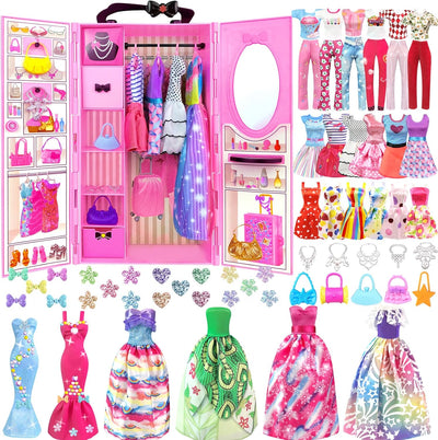 92 Stück Kleidung Schmuck Zubehör für Puppen Kleiderschrank für 11,5 Zoll Puppe - Modedesign Puppen