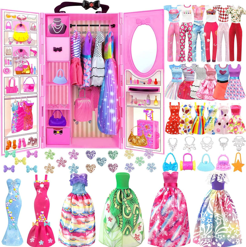 92 Stück Kleidung Schmuck Zubehör für Puppen Kleiderschrank für 11,5 Zoll Puppe - Modedesign Puppen