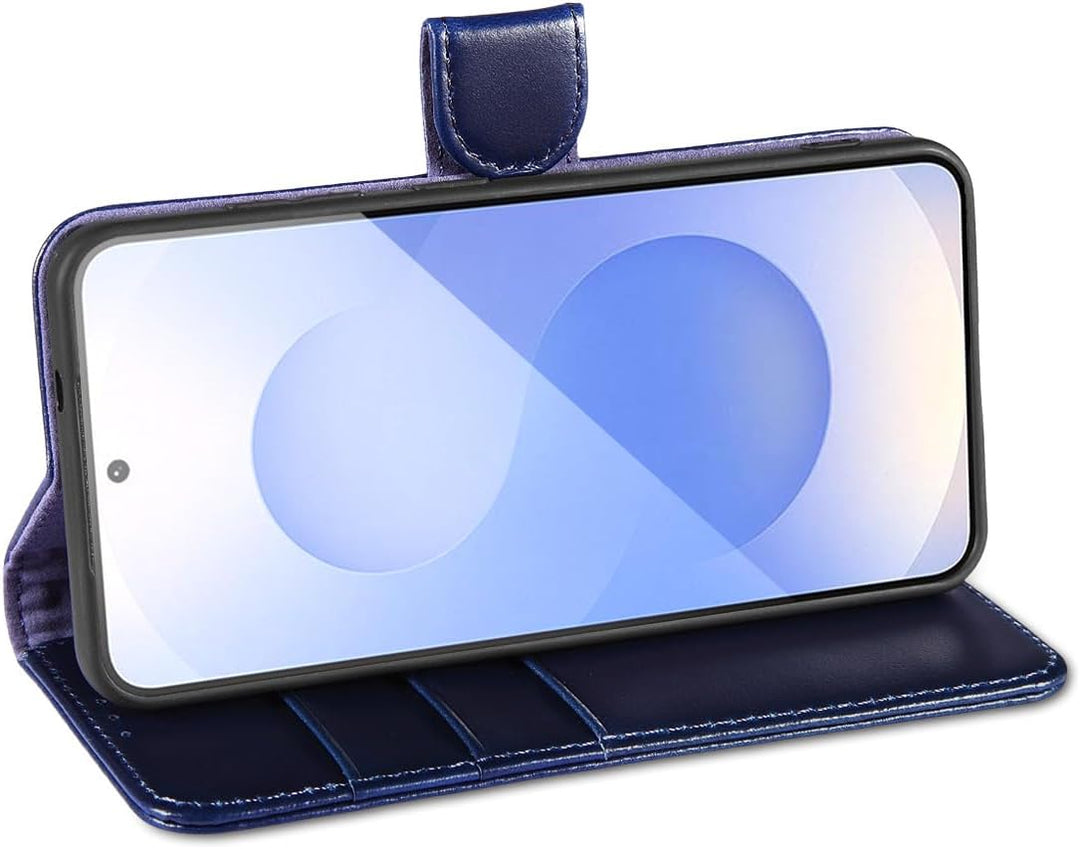 LENSUN Echtleder Handyhülle für Samsung Galaxy S25 5G, Lederhülle [Brieftasche][Bookstyle] Handytasc