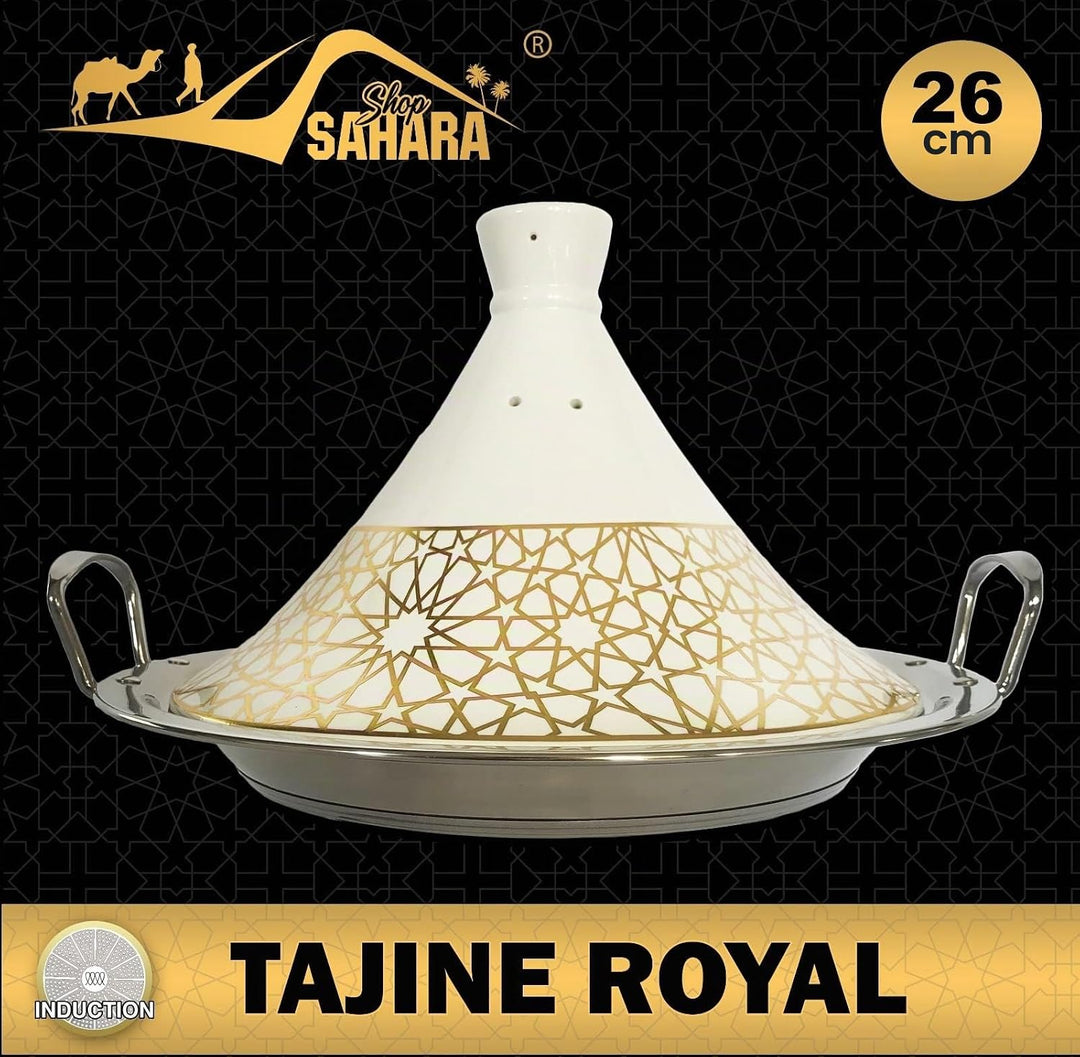 Tajine Set Kochbuch + Marokkanische Tajine Tagine Tagin Kochtopf Gartopf Royal Ø 26 cm Keramik Induk