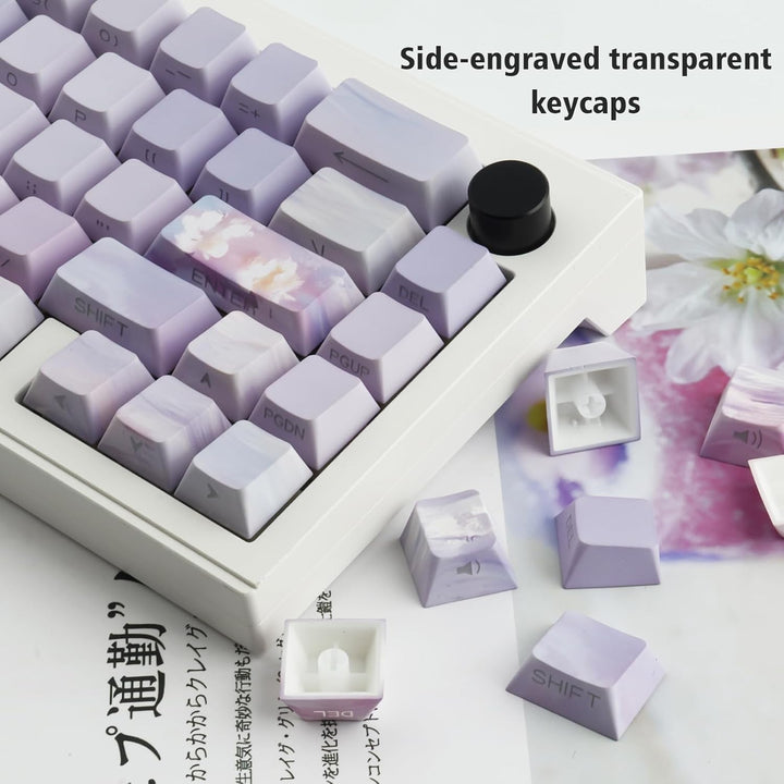 Sunzit PBT Keycaps 130 Tasten Custom Keycaps Cherry Profile Dye-Sub Tastenkappen Set Monet Seerosen