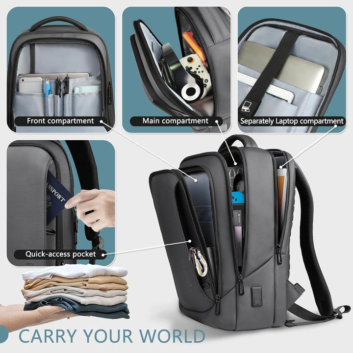 Laptop Business Rucksack Herren mit 17,3 Zoll laptopfach mit USB-Ladeanschluss Diebstahlsicher Handg