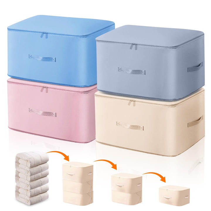 4 Stück Ultra Platzsparender Selbstkomprimierender Organizer, 52x42x60cm Aufbewahrungstasche für Bet