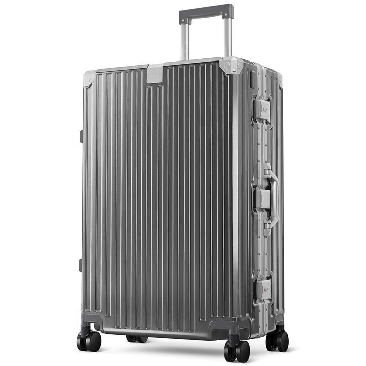 ALPHA CAMP Koffer XL Reisekoffer mit Rollen TSA Schloss, Hartschalenkoffer Gross Suitcase Aluminium