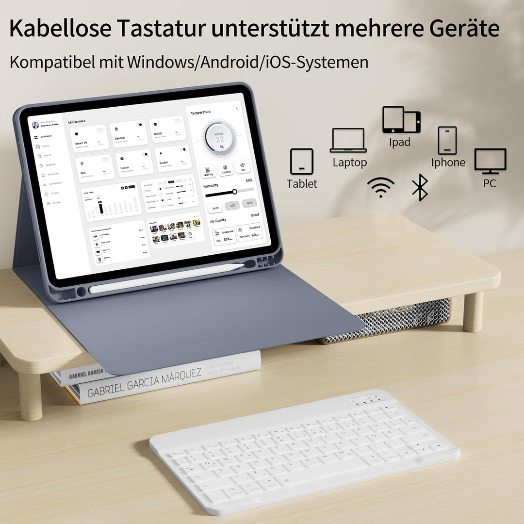 Tastatur Hülle für iPad Air 11 Zoll M4/M3/M2 &amp; iPad Air 5./4. Gen | Magnetisch Abnehmbare Kabellose
