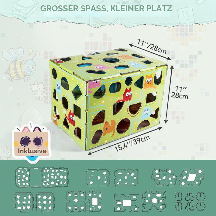 ALL FOR PAWS Katzen-Futter-Spielzeug, Interaktive Leckerli-Spielbox für Katzen, Futterlabyrinth-Box
