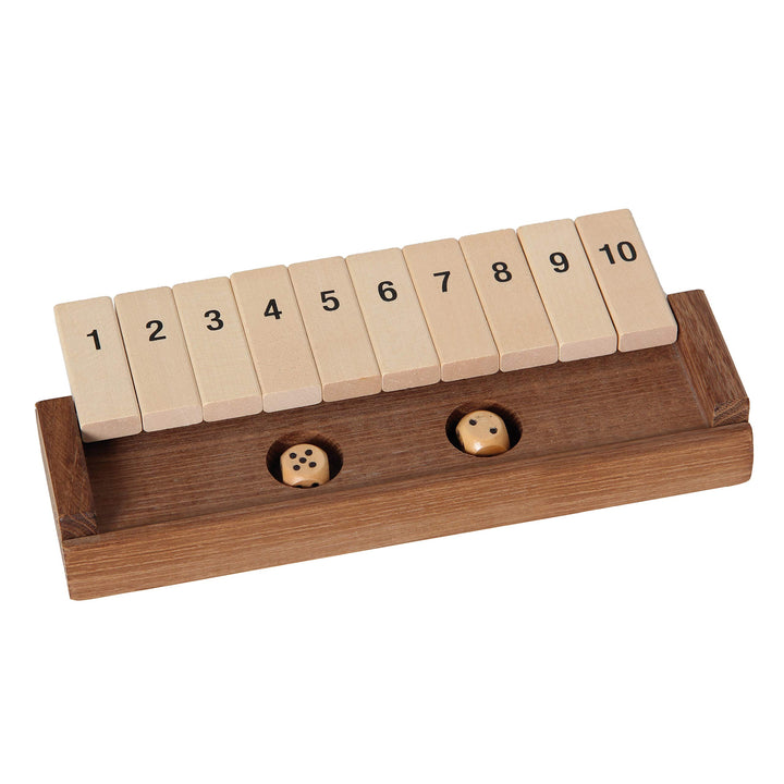 Bartl 100853 Klappenspiel, Shut The Box, Würfelspiel, hochwertige Ausführung aus Akazien- und Ahornh