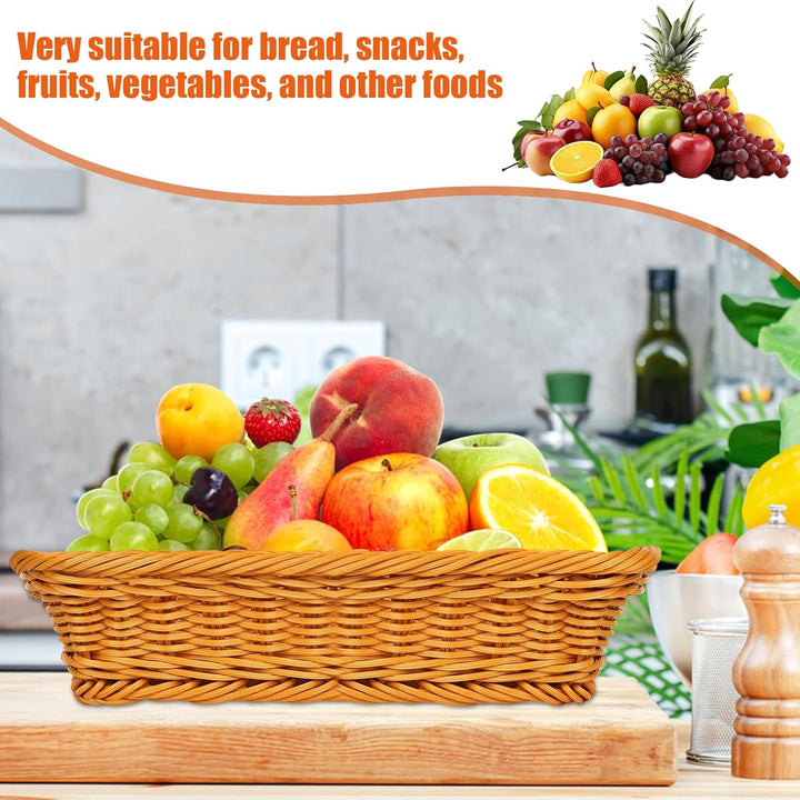 3er Set Weidenkorb Rechteckig, 30 x 20 x 7 cm Brötchenkorb Rechteckig, Geflochten Brotkorb Geschenkk