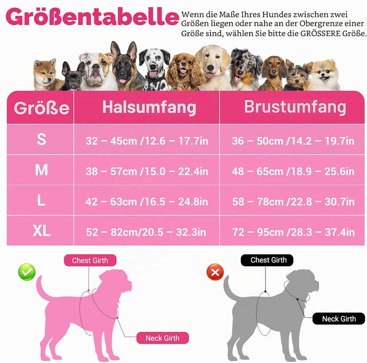 Funfox Hundegeschirr Mittelgrosse Hunde [M] - Verstellbares Anti-Zug Brustgeschirr mit Griff & Refle