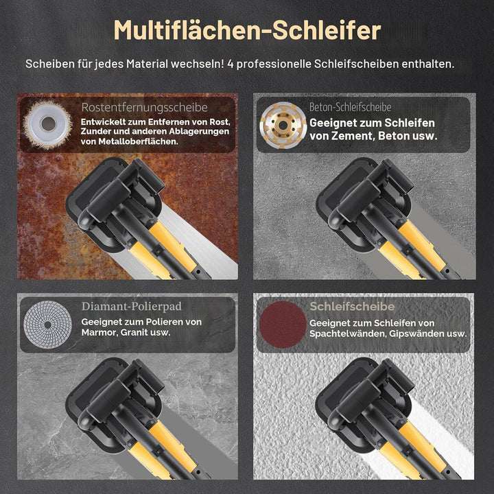 YUCHENGTECH 4-Kopf Betonschleifer 3800W 100 * 4 mm Schleifscheibe für Beton | mit Wasserpumpe Verlän