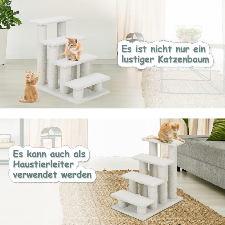 GYMAX Tiertreppe 4 Stufen Katzentreppe Hundetreppe Treppe für Katze Kletterbaum Katzenbaum 60,5 x 41