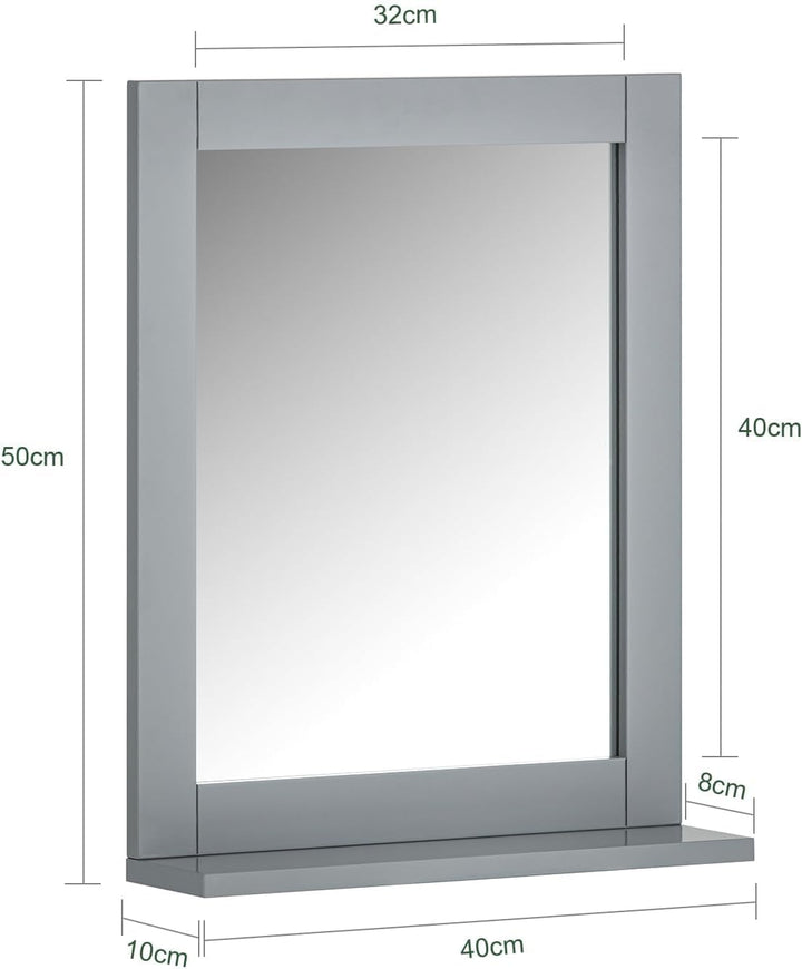 SoBuy FRG129-SG Spiegel Wandspiegel Badspiegel mit Ablage dunkelgrau BHT: 40x50x10cm, Dunkelgrau