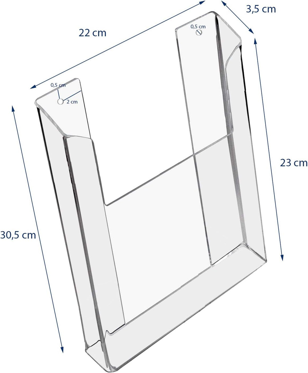 HMF 46843 Wand Prospekthalter aus Acryl | 10 Stück | DIN A4 Hochformat | Transparent 10 Stück DIN A4