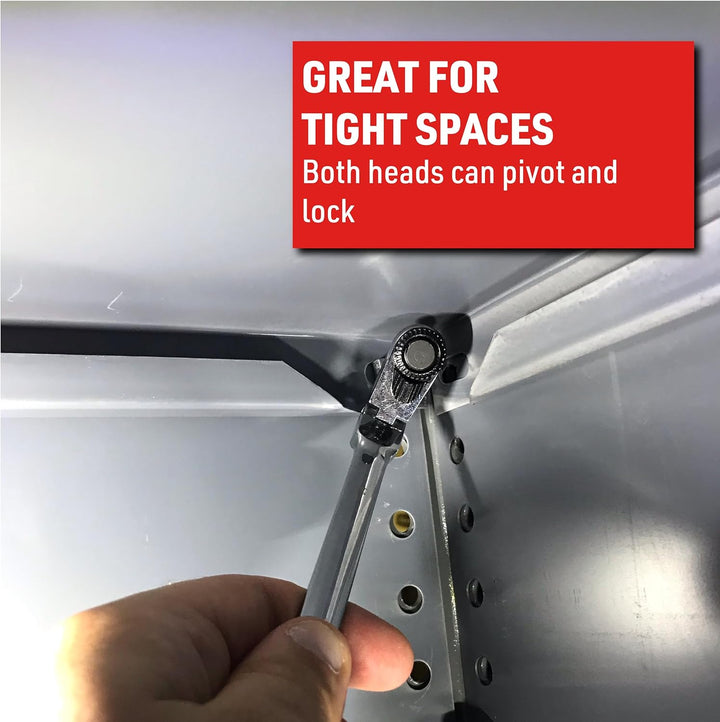 EZRED 4S12L Kombi-Stick Flexible Doppelratsche mit 6,35 mm Vierkantantrieb und magnetischem Bit-Antr